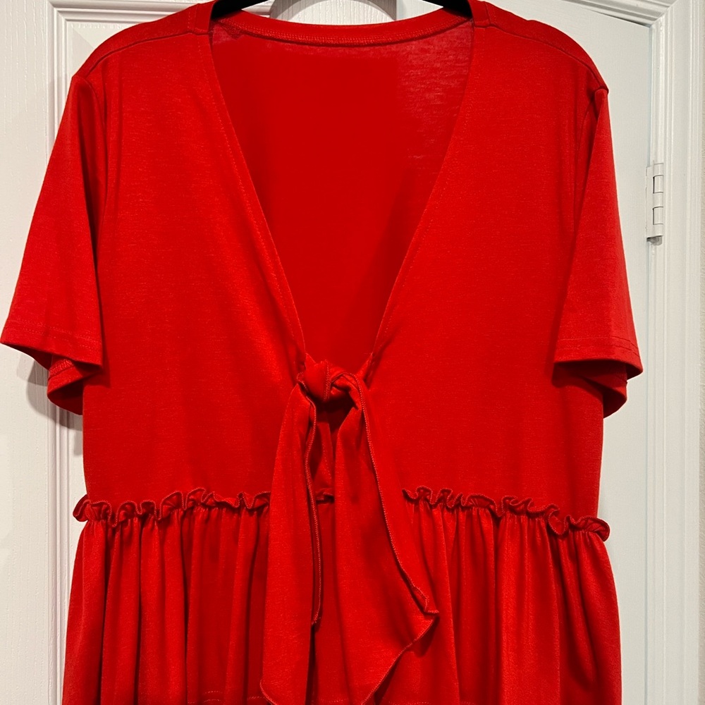 Red Tie-Front Top